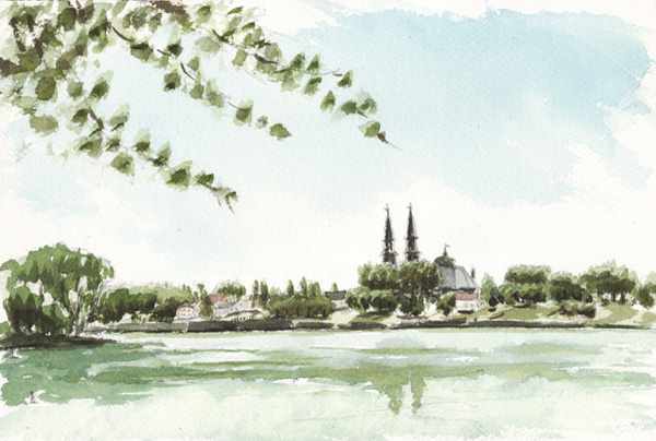 Aquarelle d'un village Quebecois